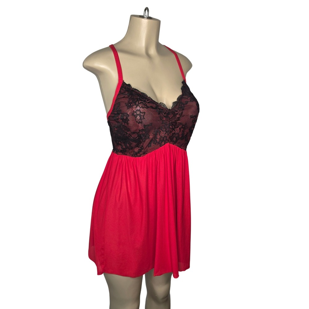 Torrid Babydoll Women 0 Red Black Lace Racerback Chemise Lingerie Nightie Sexy